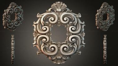 Round decor, rosettes Baroque cartouche with volutes and shell 3d model
