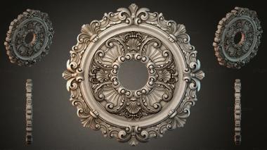 Round decor, rosettes Ceiling rose with baroque ornament and acanthus 3d model