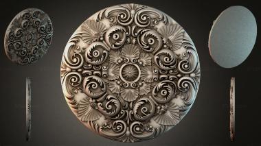 Round decor, rosettes Round panel with volutes and shells 3d model