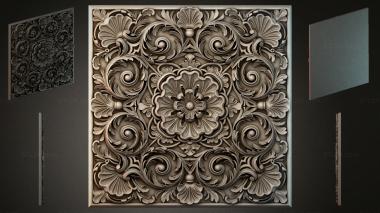 Round decor, rosettes Panel with volutes and a central floral rosette 3d model