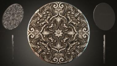 Round decor, rosettes Round rosette with swirls and floral ornament 3d model