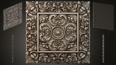 Round decor, rosettes Panel with swirls and a central rosette 3d model