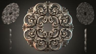 Round decor, rosettes Classic carved rosette with volutes and acanthus leaves 3d model