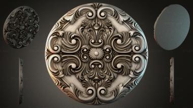 Round decor, rosettes Round rosette with spiral acanthus and a central flower 3d model