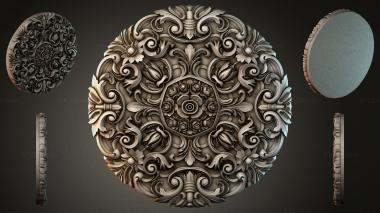 Round decor, rosettes Round rosette with volutes and floral motifs 3d model