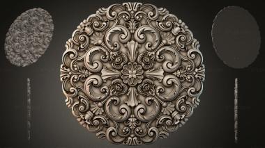 Round decor, rosettes Round rosette with volutes and floral motifs 3d model