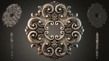 Round decor, rosettes Square ornament with curls and acanthus 3d model