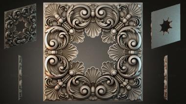 Round decor, rosettes Panel with scrolls and a baroque fan 3d model