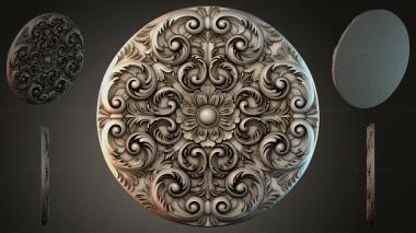 Round decor, rosettes Round panel with volutes and a central flower 3d model