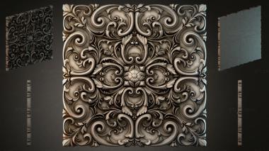 Round decor, rosettes Panel with baroque scrolls and central medallion 3d model