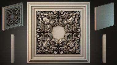 Round decor, rosettes Square panel with volutes and scrolls in the center 3d model