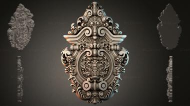 Round decor, rosettes Vertical cartouche with scrolls and braiding 3d model