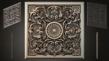 Round decor, rosettes Panel with volutes and fan-shaped rosettes 3d model