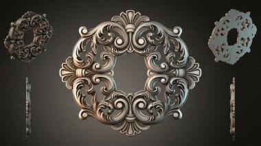 Round decor, rosettes Round cartouche with scrolls and leaves for CNC 3d model