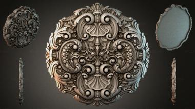 Round decor, rosettes Round panel with scrollwork and shells in Rocaille style 3d model