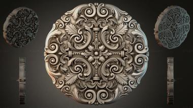 Round decor, rosettes Round panel with swirls and floral patterns 3d model