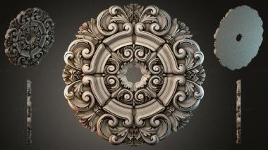 Round decor, rosettes Square ceiling rose with volutes and acanthus 3d model