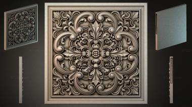 Round decor, rosettes Panel with symmetrical floral pattern in classic style 3d model