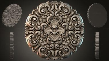Round decor, rosettes Rosette with volutes and a central flower 3d model