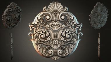 Round decor, rosettes Carved cartouche with acanthus and spirals in the Rococo style 3d model