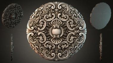 Round decor, rosettes Round rosette with volutes and acanthus 3d model
