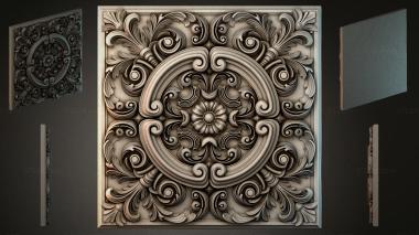 Round decor, rosettes Ornament with acanthus and spirals 3d model