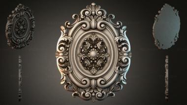 Round decor, rosettes Oval cartouche with volutes and a central rosette 3d model