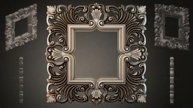 Round decor, rosettes Carved square molding with scrolls and leaves 3d model