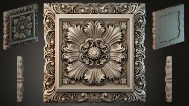 Round decor, rosettes Caisson with acanthus and spirals 3d model