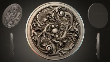 Round decor, rosettes Round rosette with climbing leaves and curls 3d model