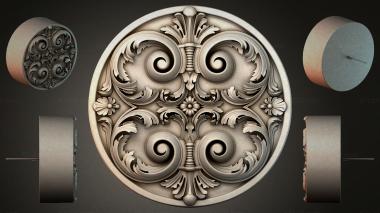 Round decor, rosettes Round medallion with volutes and floral motifs 3d model