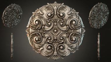 Round decor, rosettes Acanthus decorative cartouche with scrolls and floral motifs 3d model