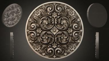 Round decor, rosettes Round rosette with swirls and flowers 3d model