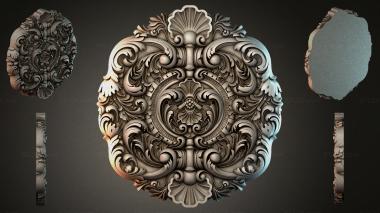 Round decor, rosettes Square ornament with swirls and a central medallion 3d model