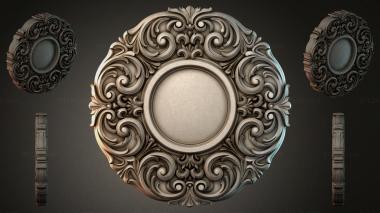 Round decor, rosettes Medallion with baroque scrolls and a round frame for CNC 3d model