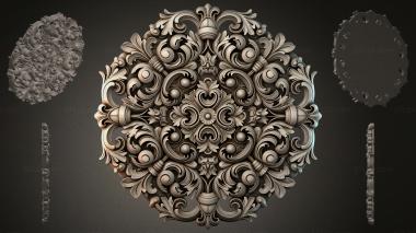 Round decor, rosettes Acanthus medallion with volutes and rosettes 3d model