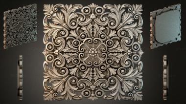 Round decor, rosettes Panel with volutes and acanthus leaves 3d model