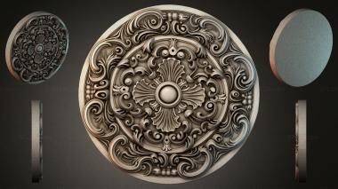 Round decor, rosettes Round rosette with swirls and a central sphere 3d model