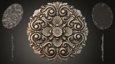 Round decor, rosettes Round rosette with volutes and shells 3d model