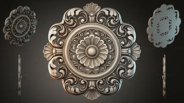 Round decor, rosettes Round rosette with volutes and a floral center 3d model