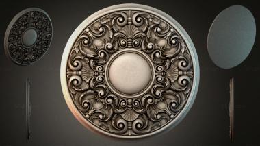 Round decor, rosettes Ceiling rose with swirls and leaves 3d model