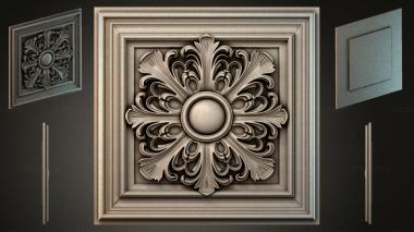 Round decor, rosettes Coffered caisson with acanthus and central sphere 3d model