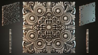 Round decor, rosettes Panel with rosettes and spiral curls 3d model