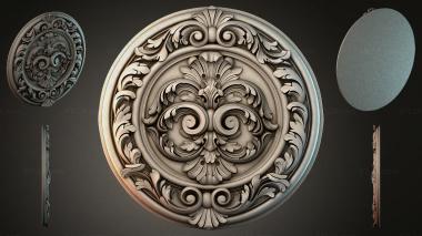 Round decor, rosettes Round rosette with double spirals and leaves 3d model