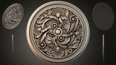 Round decor, rosettes Round rosette with acanthus leaves and spiral scrolls 3d model