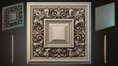 Round decor, rosettes Square panel with scrolls and acanthus 3d model