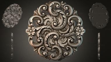 Round decor, rosettes Panel with ornate curls and floral elements 3d model