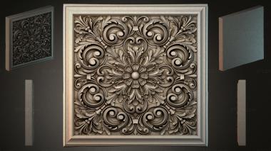 Round decor, rosettes Decorative panel with swirls and a central flower 3d model