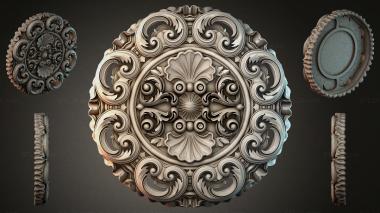 Round decor, rosettes Round rosette with volutes and shells 3d model