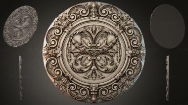 Round decor, rosettes Round medallion with acanthus ornament and volutes 3d model